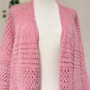 Pink Sparkle Chenille Open-Front Cardigan S-XL Fit